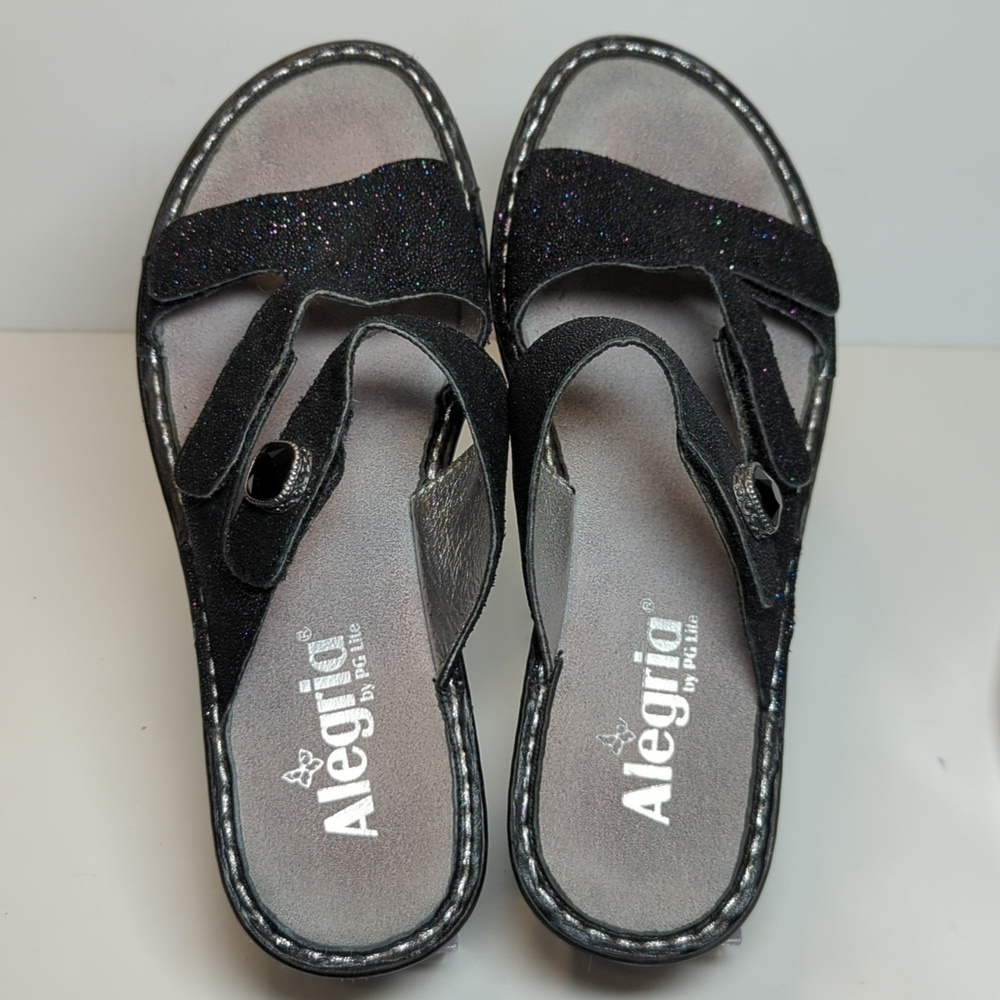 Alegria by PG Lite Loti Glitteroti sparkle wedge sandals womans size 7-7.5 EU 37 - Picture 4 of 16